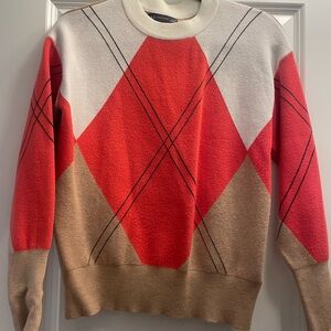 Women’s Argyle Sweater - Red, Cream, and Tan